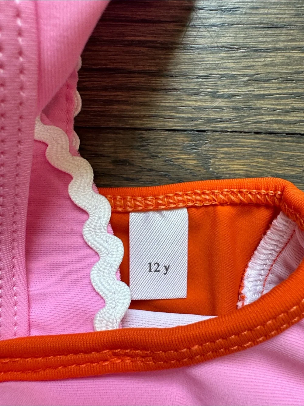Girls Pink Ruffle Bikini Top with Orange Bottoms - Cute Swim Set